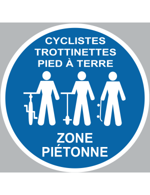 Picto cyclistes trottinettes pied à terre - 20cm - Sticker/autocollant