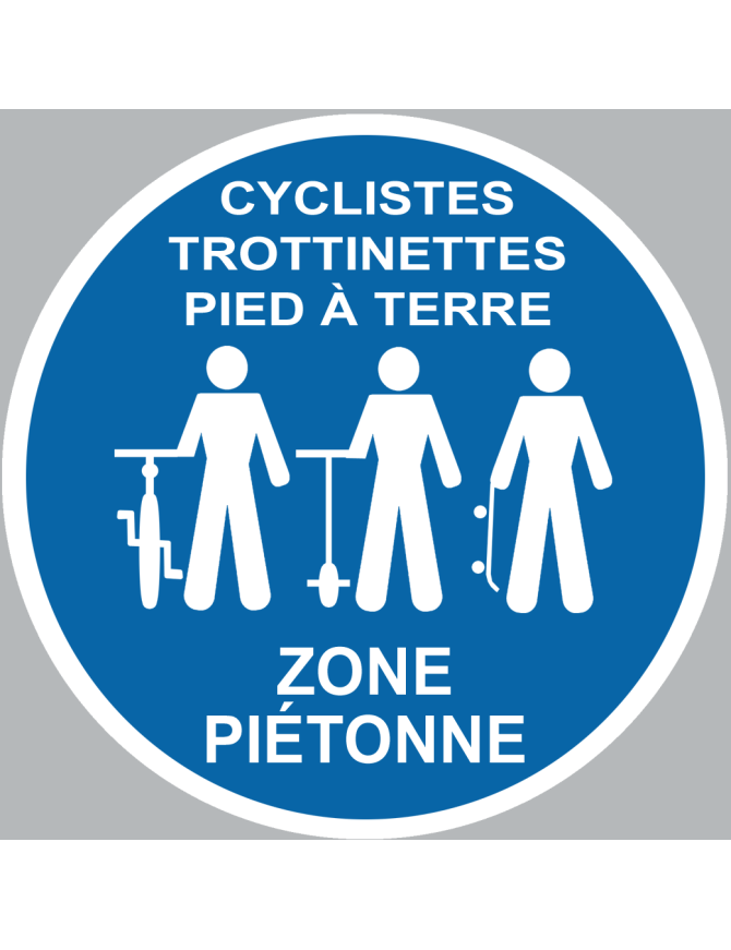 Picto cyclistes trottinettes pied à terre - 20cm - Sticker/autocollant