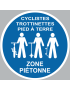 Picto cyclistes trottinettes pied à terre - 15cm - Sticker/autocollant