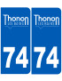Immatriculation Thonon-les-Bains 74 - Sticker/autocollant