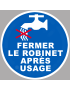 Fermer le robinet après usage - 5x5cm - Sticker/autocollant