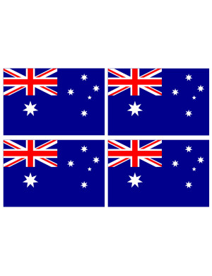 Drapeau Australie - 4 stickers - 9.5 x 6.3 cm - Sticker/autocollant
