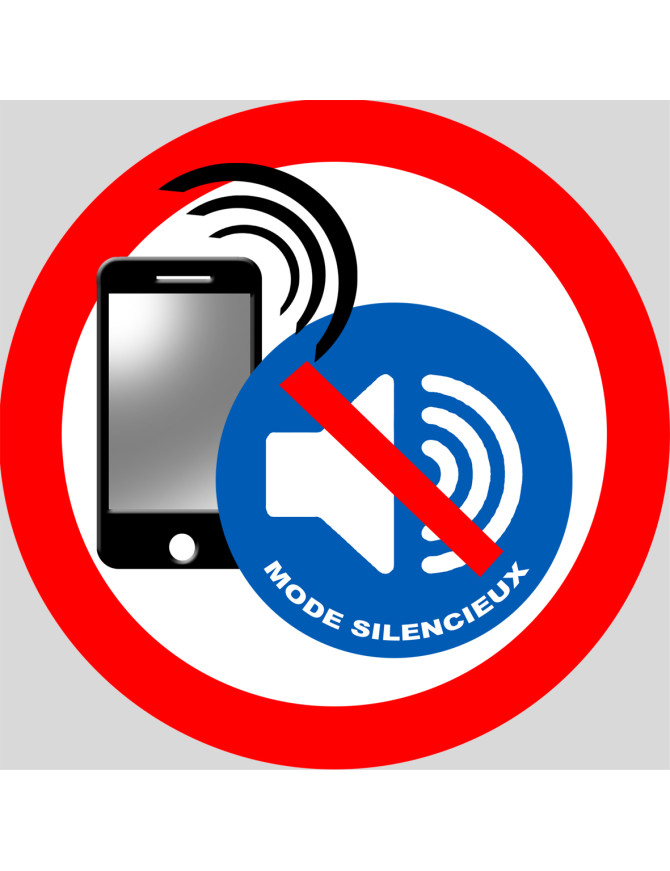 Téléphone en mode silencieux - 5x5cm - Sticker/autocollant