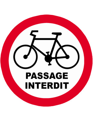 Passage vélo interdit - 20x20cm - Sticker/autocollant