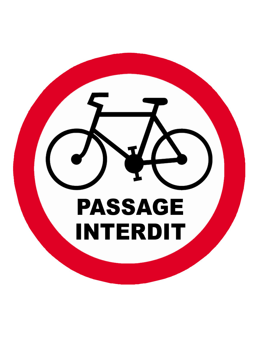 Passage vélo interdit - 20x20cm - Sticker/autocollant