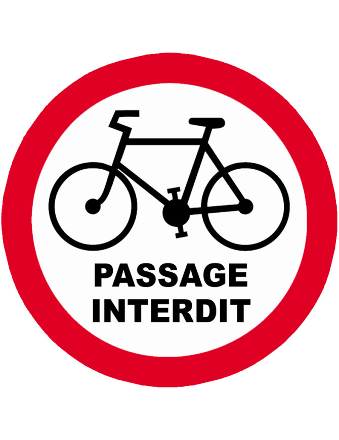 Passage vélo interdit - 10x10cm - Sticker/autocollant