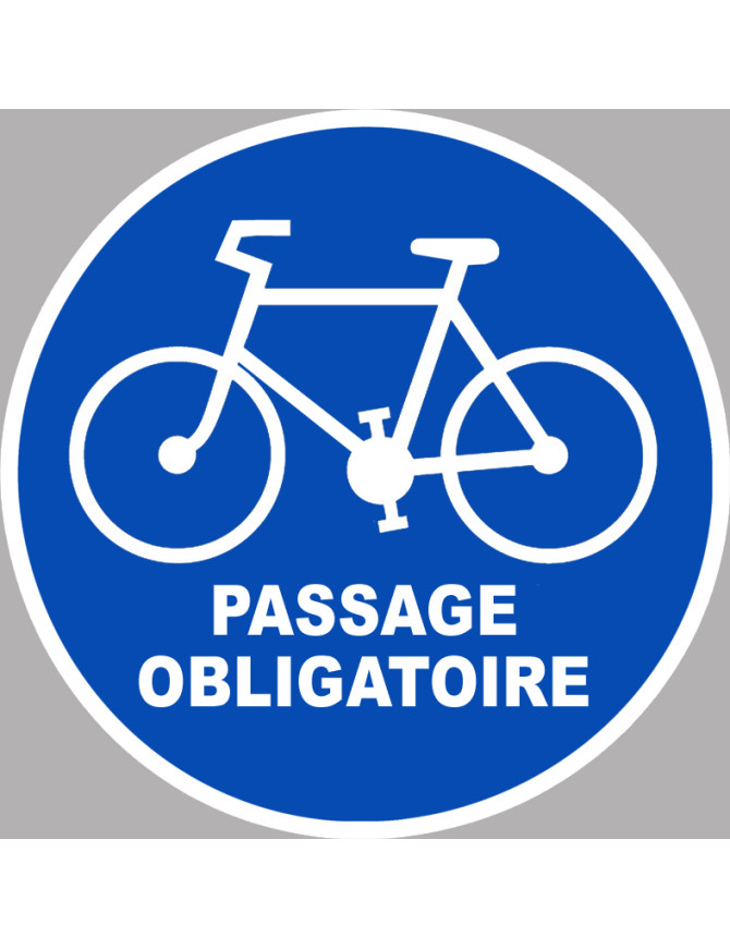 Passage vélo obligatoire - 20x20cm - Sticker/autocollant