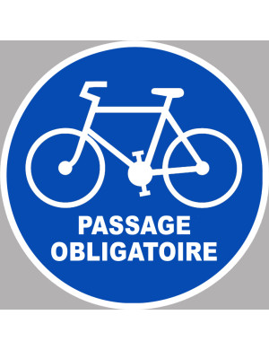 Passage vélo obligatoire - 15x15cm - Sticker/autocollant
