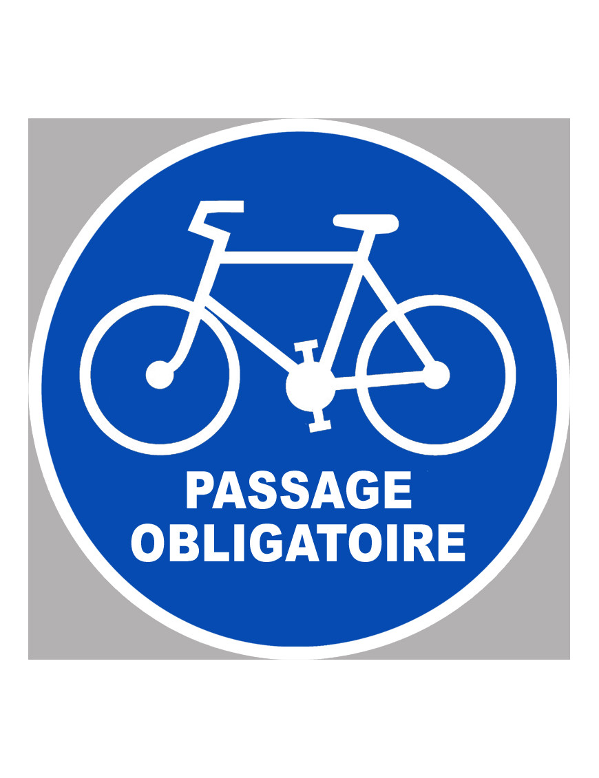 Passage vélo obligatoire - 15x15cm - Sticker/autocollant