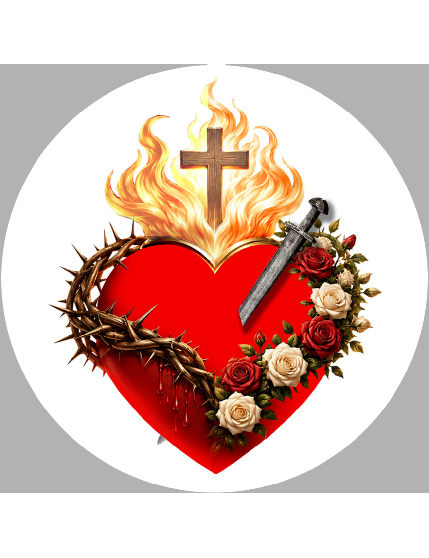 Les Sacrés-Cœurs de Jésus et de Marie - 15x15cm - Sticker/autocollant