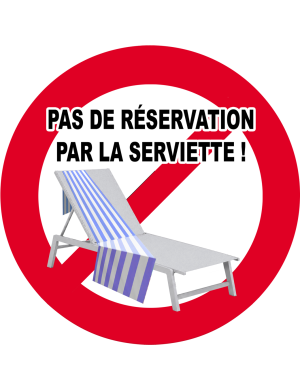 Pas de réservation par la serviette - 10x10cm - Sticker/autocollant