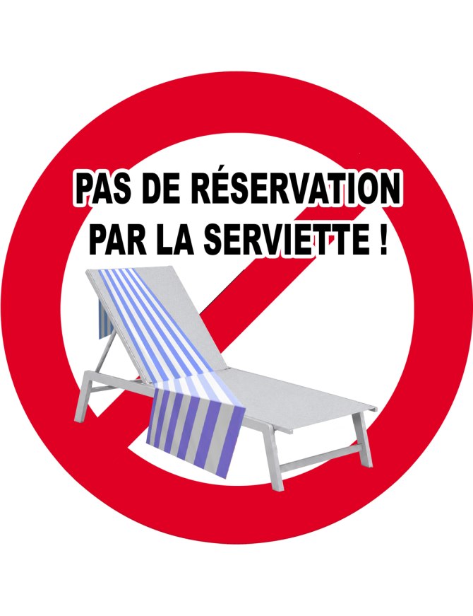 Pas de réservation par la serviette - 10x10cm - Sticker/autocollant