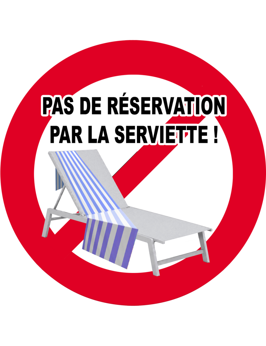 Pas de réservation par la serviette - 5x5cm - Sticker/autocollant