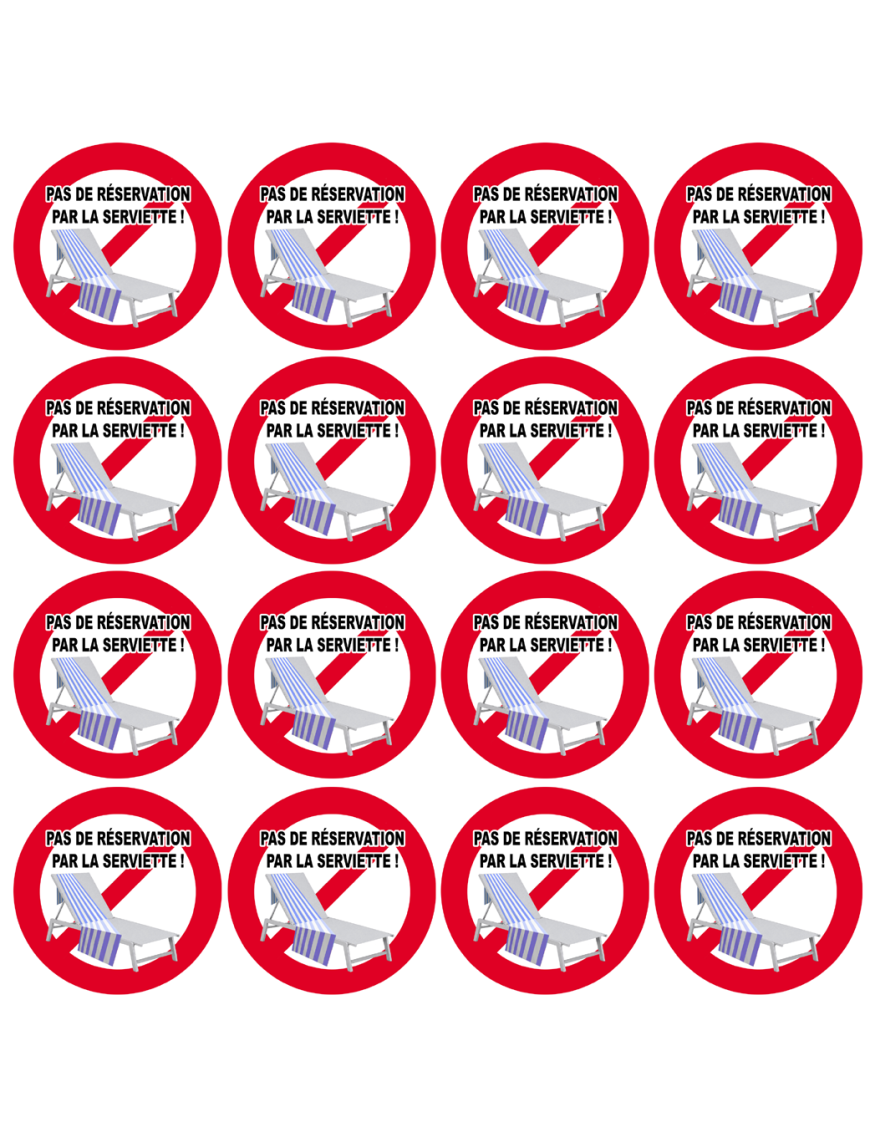 Pas de réservation par la serviette - 16 fois 5cm - Sticker/autocollant