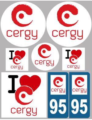 Cergy - 8 autocollants variés - Sticker/autocollant