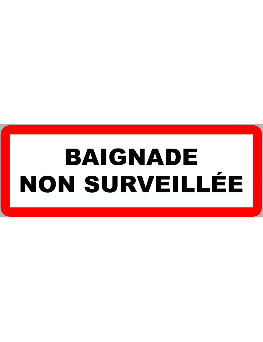piscine baignade non surveillée - 29,5x10.5cm - Sticker/autocollant