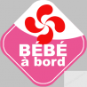 bébé à bord fille Basque - 10cm - Sticker/autocollant