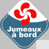 bébés à bord jumeaux basque - 10cm - Sticker/autocollant