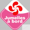 bébés à bord jumelles Basque - 10cm - Sticker/autocollant