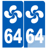 Autocollants : numero immatriculation 64 basque (Pyrénées-Atlantiques)