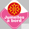 bébé à bord jumelles Occitanes - 10cm - Sticker/autocollant