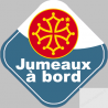 bébé à bord jumeaux Occitans - 10cm - Sticker/autocollant