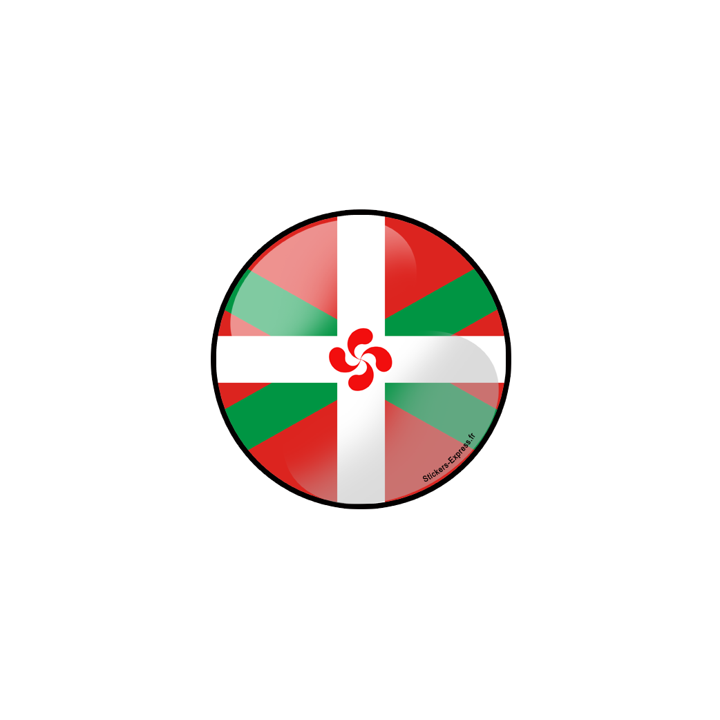 Drapeau croix basque rond - 15cm - Sticker/autocollant