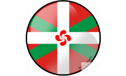 Drapeau croix basque rond - 15cm - Sticker/autocollant