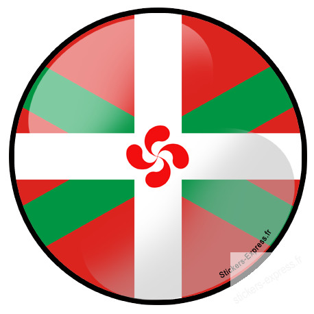 Drapeau croix basque rond - 15cm - Sticker/autocollant