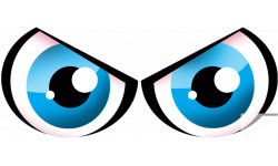 Paire d'yeux bleus - 28x12cm - Sticker/autocollant
