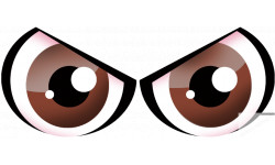Paire d'yeux marrons - 28x12cm - Sticker/autocollant