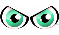 Paire d'yeux verts - 28x12cm - Sticker/autocollant
