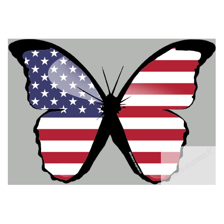 effet papillon USA - 15x10.5cm - Sticker/autocollant