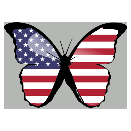 effet papillon USA - 15x10.5cm - Sticker/autocollant