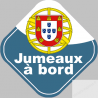 bébé à bord jumeaux Portugais - 10cm - Sticker/autocollant