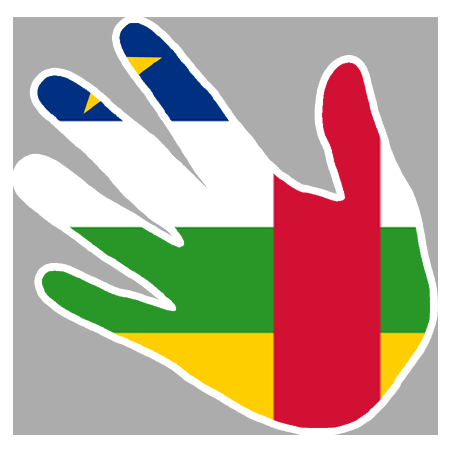 Autocollants : drapeau Republique Centrafrique main