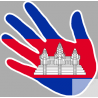 Autocollants : drapeau Cambodge main