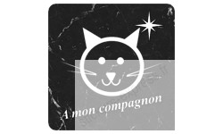 Sticker à mon compagnons chat (marbre noir)
