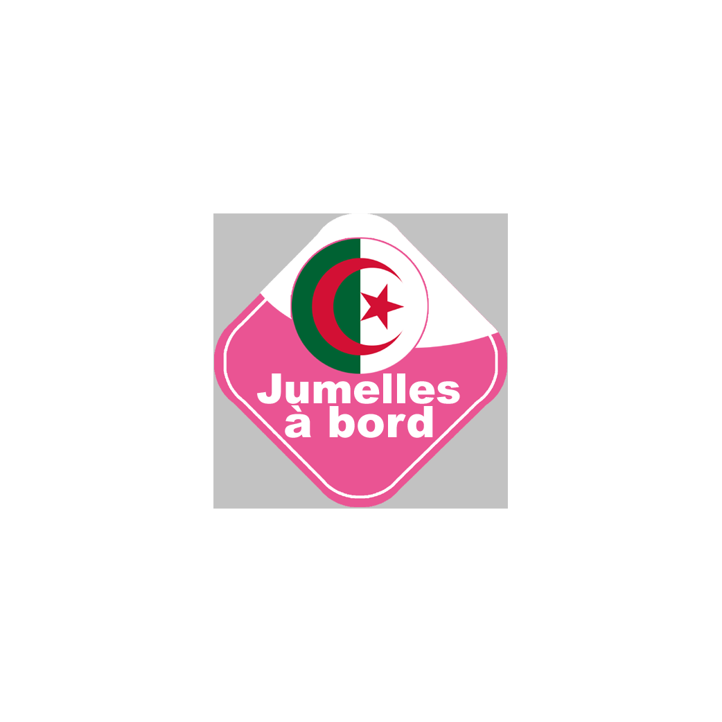 bébé à bord jumelles d'origine Algérienne - 15x15cm - Sticker/autocollant