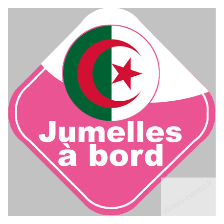 bébé à bord jumelles d'origine Algérienne - 15x15cm - Sticker/autocollant