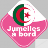 bébé à bord jumelles d'origine Algérienne - 15x15cm - Sticker/autocollant