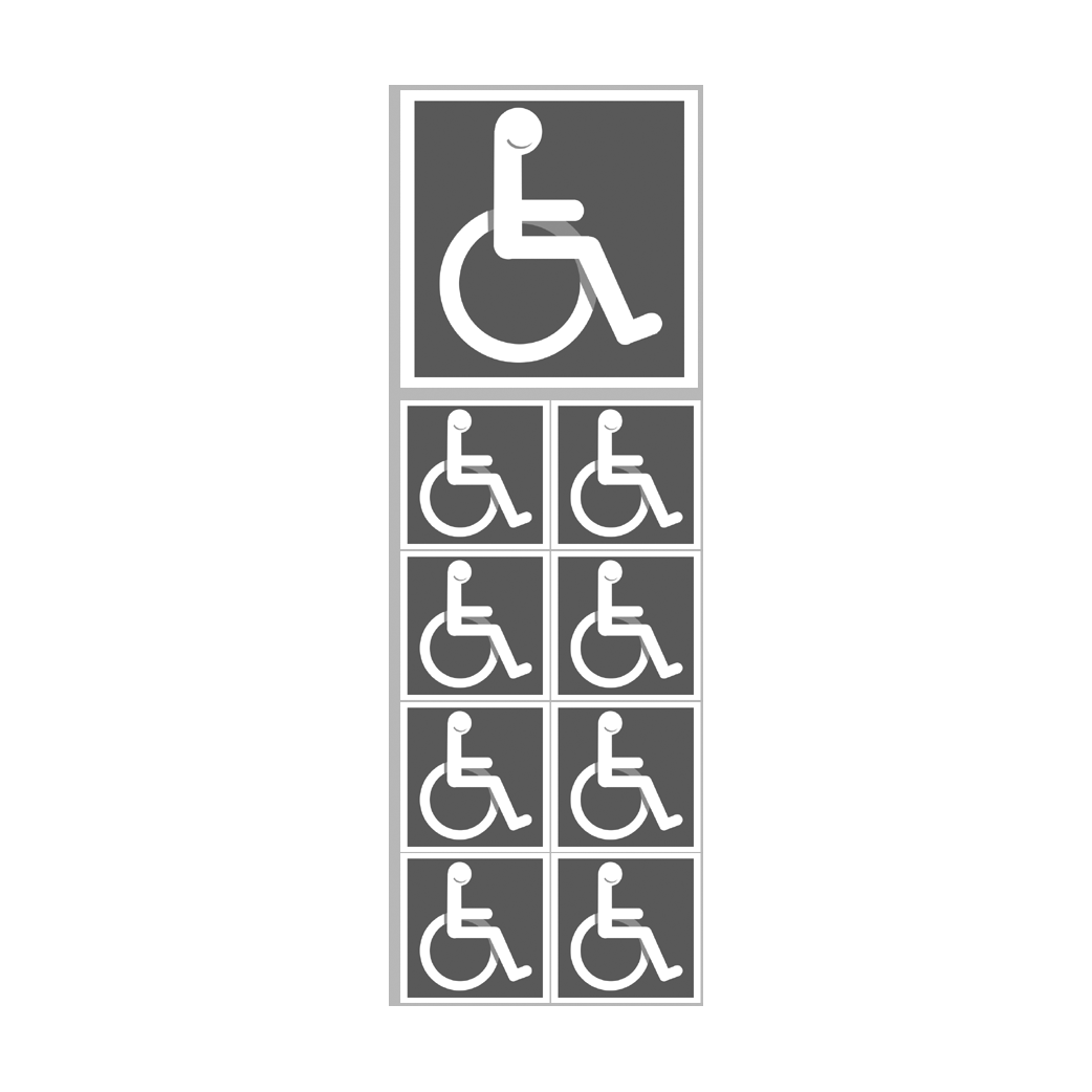 handicap moteur gris - 1 sticker 10cm / 8 stickers 5cm - Sticker/autocollant