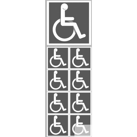 handicap moteur gris - 1 sticker 10cm / 8 stickers 5cm - Sticker/autocollant