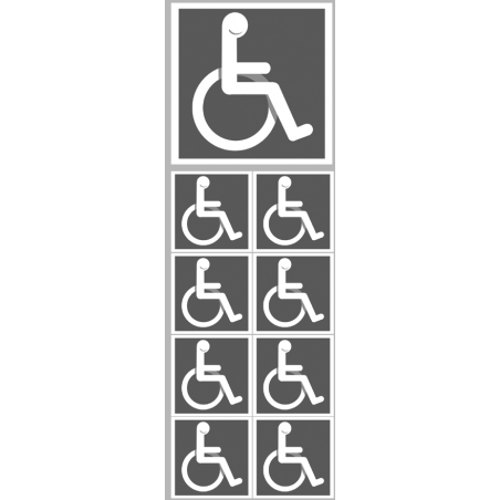 handicap moteur gris - 1 sticker 10cm / 8 stickers 5cm - Sticker/autocollant