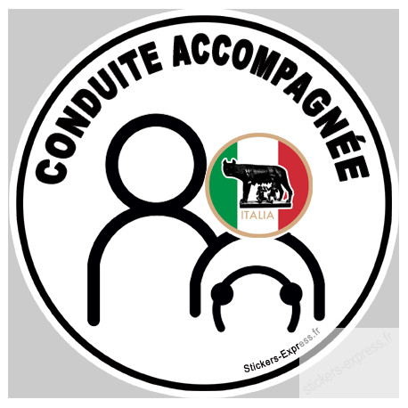 conduite accompagnée Italien louve - 15cm - Sticker/autocollant