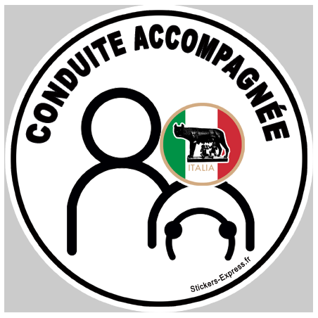conduite accompagnée Italien louve - 15cm - Sticker/autocollant