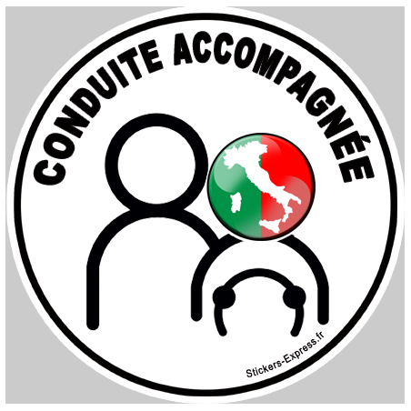 conduite accompagnée Italien carte - 15cm - Sticker/autocollant