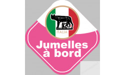 bébé à bord jumelles Italienne  - 10cm - Sticker/autocollant