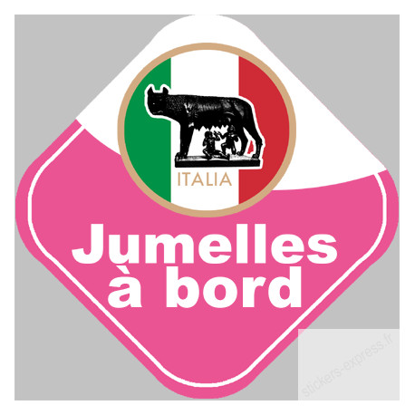 bébé à bord jumelles Italienne  - 10cm - Sticker/autocollant