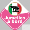 bébé à bord jumelles Italienne  - 10cm - Sticker/autocollant